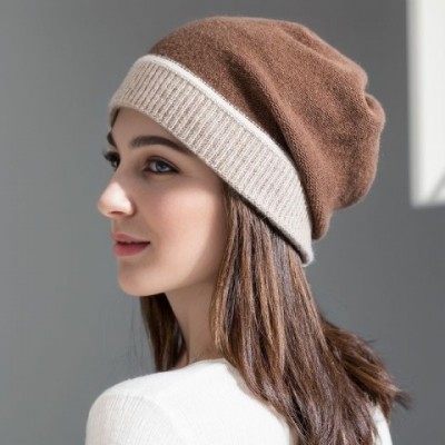 Qwen Warmth Women's Big Head Cashmere Beanie Hat with Ear Protection