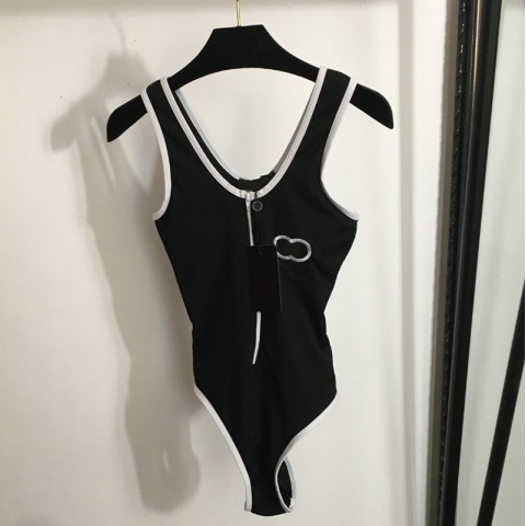 Summer Women's High Waist One Piece Swimwear with Embroidery