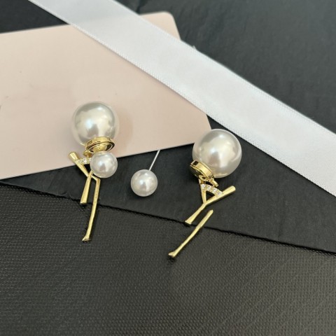 Elegant 18K Gold Plated Pearl Stud Earrings with Crystal Accents by brand_mask, Ideal Women's Gift