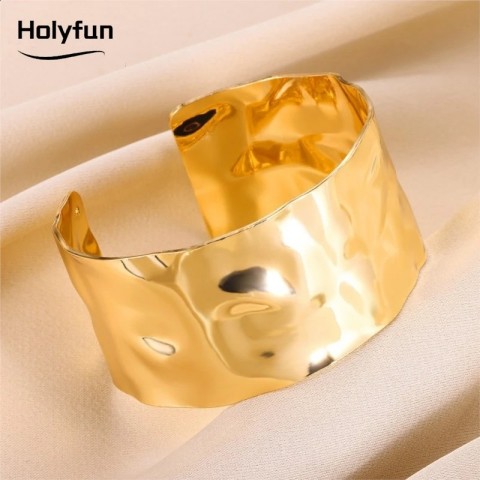 Bohemian Style Gold Silver Metal Cuff Bangles for Women - Vintage Punk Gift