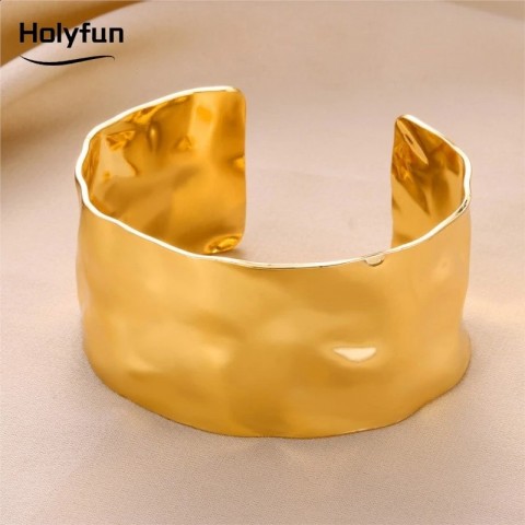 Bohemian Style Gold Silver Metal Cuff Bangles for Women - Vintage Punk Gift