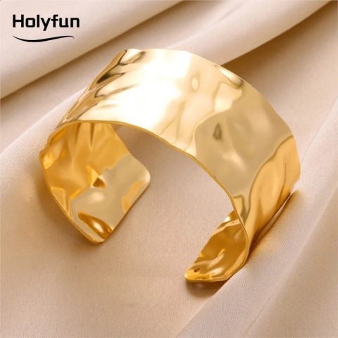 Bohemian Style Gold Silver Metal Cuff Bangles for Women - Vintage Punk Gift