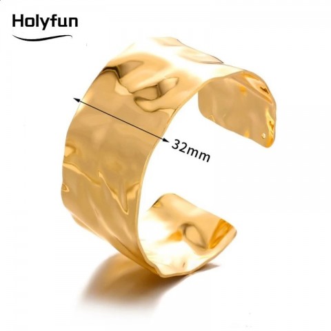 Bohemian Style Gold Silver Metal Cuff Bangles for Women - Vintage Punk Gift