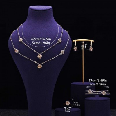 Fashionable Women's 4-Piece Hand-Woven Gold & Multi-Color Copper Beads Wave Earrings & Open Cuff Bracelet Set
