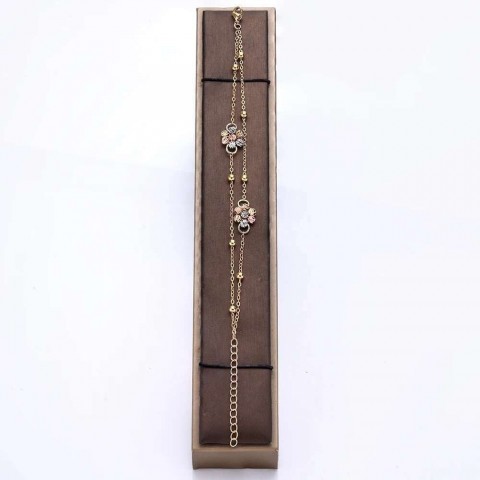 Fashionable Women's 4-Piece Hand-Woven Gold & Multi-Color Copper Beads Wave Earrings & Open Cuff Bracelet Set