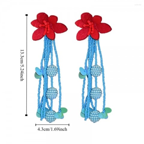 Dangle Tassel Flower Earrings for Men - Korean Style Gold Alloy Jewelry