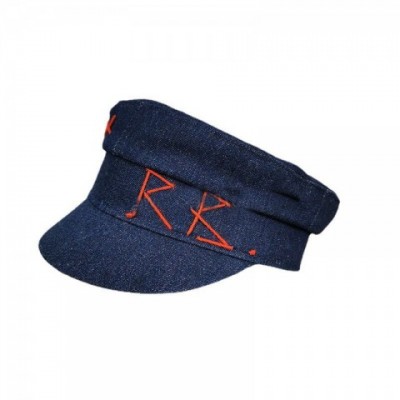 Designer Women's Dark Blue Embroidered Berets - Casual Fall Winter Hats