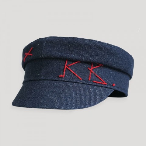 Designer Women's Dark Blue Embroidered Berets - Casual Fall Winter Hats
