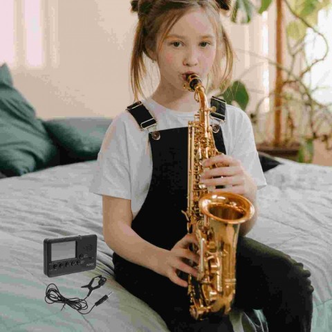 Wind Instrument Electronic Tuner for Clarinet Saxophone Flute Tuba Trumpet - Black