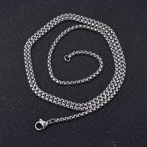 Stainless Steel 3.0mm Figaro Square Pearl Chain for Women
