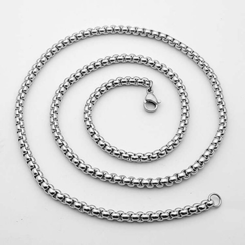 Stainless Steel 3.0mm Figaro Square Pearl Chain for Women