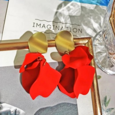 Colorful Personality Drop Earrings for Women - Simple Rose Petal Design