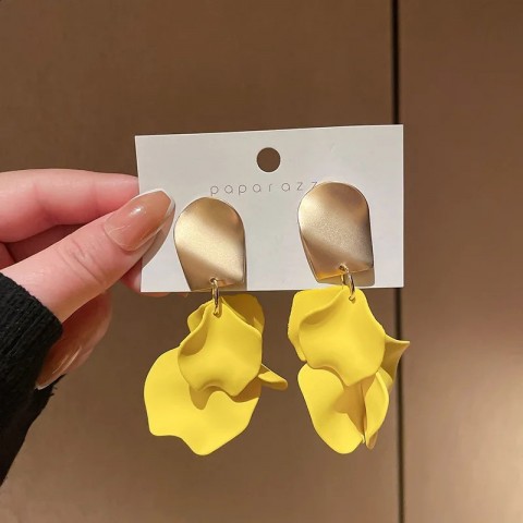 Colorful Personality Drop Earrings for Women - Simple Rose Petal Design