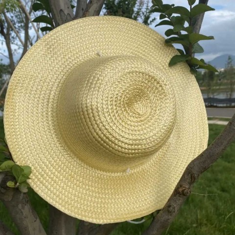 Summer Brown Wide Brim Straw Hat for Women with UV Protection