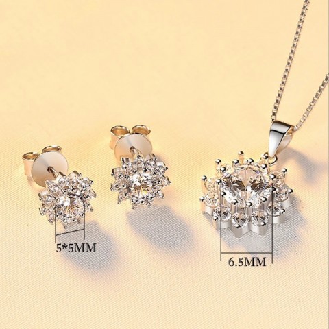 Luomansi Sunflower 65MM Sterling Silver Wedding Jewelry Set