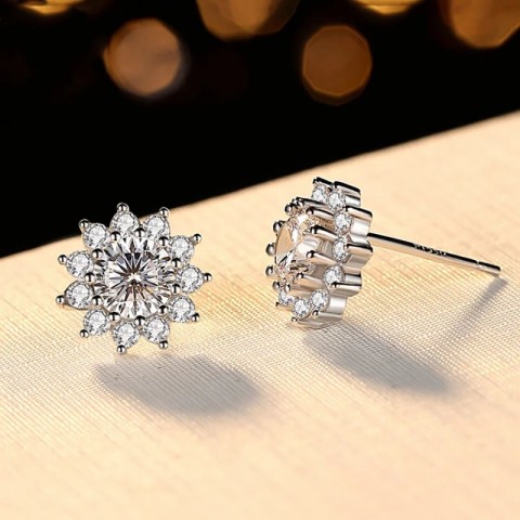 Luomansi Sunflower 65MM Sterling Silver Wedding Jewelry Set