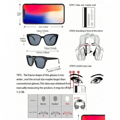Sunglasses Cat Eye Plastic Frame for Men & Women - Fashionable Daily Shade Accessories