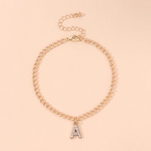 Letter A Rhinestoned Ankle Chain for Women, Stylish Geometric Beach Fashion