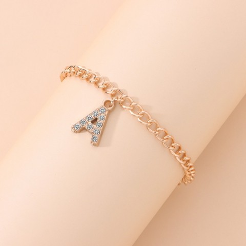 Letter A Rhinestoned Ankle Chain for Women, Stylish Geometric Beach Fashion
