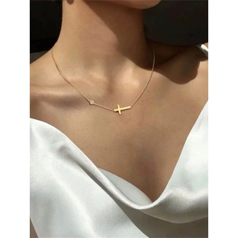 Ultra Thin Stainless Steel Cross Bracelet for Women, Adjustable Layered Jewelry 241116