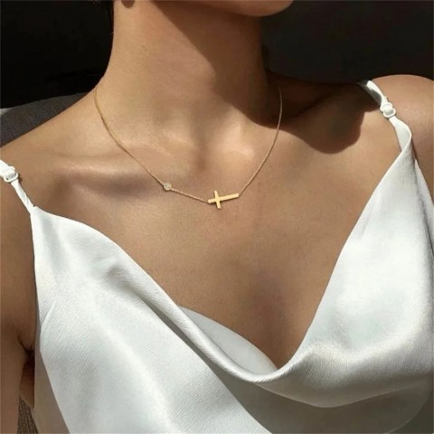 Ultra Thin Stainless Steel Cross Bracelet for Women, Adjustable Layered Jewelry 241116
