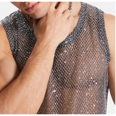 Sexy Transparent Mesh Tank Tops for Men - Stage Wear & Nightclub Fashion