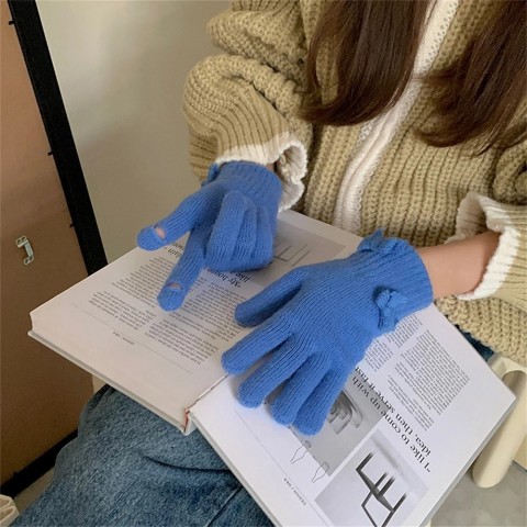 Warm Bamboo Fiber Full-Finger Gloves for Women