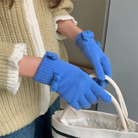 Warm Bamboo Fiber Full-Finger Gloves for Women