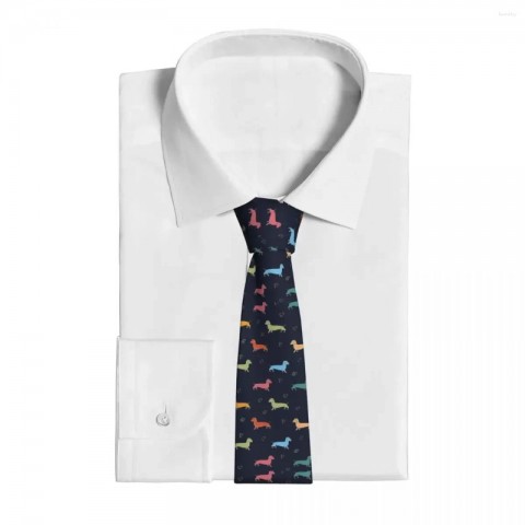 Unisex Lavender Dachshund Bow Ties for Men - Slim Narrow Cravat Wedding Accessories