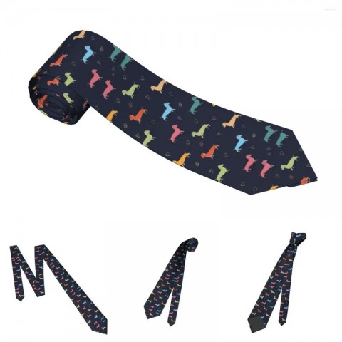 Unisex Lavender Dachshund Bow Ties for Men - Slim Narrow Cravat Wedding Accessories