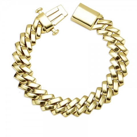 Punk Charm 18K Gold Plated Cuban Link Bracelet with AAA Zirconia for Unisex
