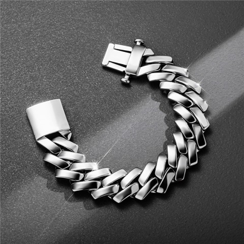 Punk Charm 18K Gold Plated Cuban Link Bracelet with AAA Zirconia for Unisex