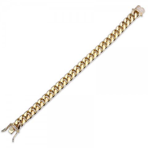 Punk Charm 18K Gold Plated Cuban Link Bracelet with AAA Zirconia for Unisex
