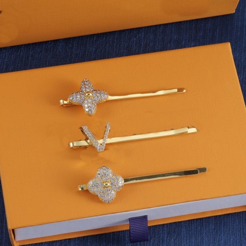 Diamond4 Women's Silver White Inlaid Hairpin with Four Leaf Clover Design