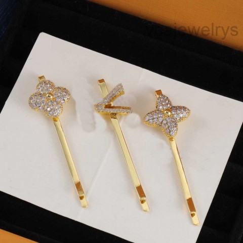 Diamond4 Women's Silver White Inlaid Hairpin with Four Leaf Clover Design