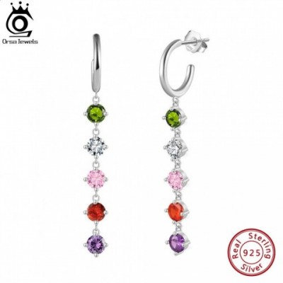ORSA JEWELS Unisex Heart Pattern Dangle Earrings with Transparent CZ