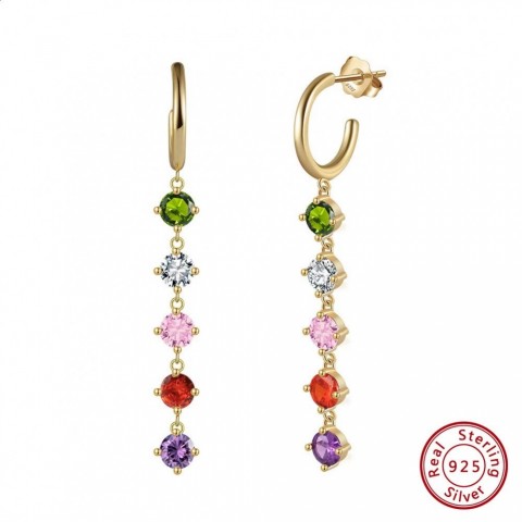 ORSA JEWELS Unisex Heart Pattern Dangle Earrings with Transparent CZ