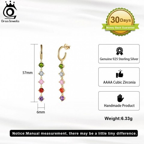 ORSA JEWELS Unisex Heart Pattern Dangle Earrings with Transparent CZ