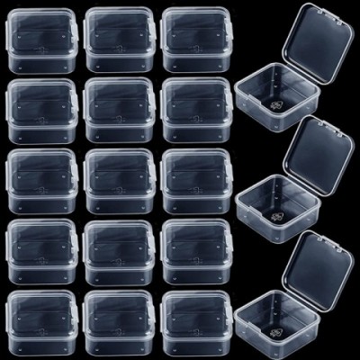 Clear Plastic Jewelry Boxes - 48 Packs with Hinged Lids for Craft Storage