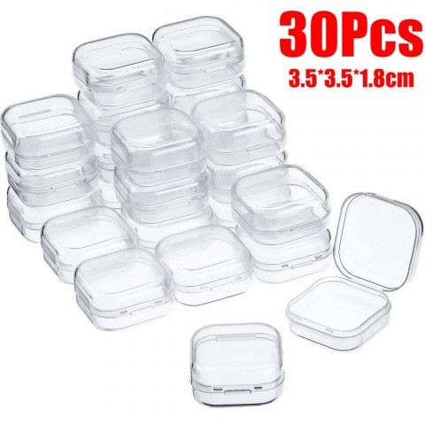 Clear Plastic Jewelry Boxes - 48 Packs with Hinged Lids for Craft Storage