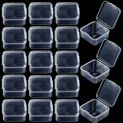Clear Plastic Jewelry Boxes - 48 Packs with Hinged Lids for Craft Storage