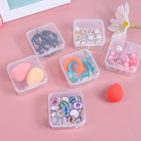 Clear Plastic Jewelry Boxes - 48 Packs with Hinged Lids for Craft Storage