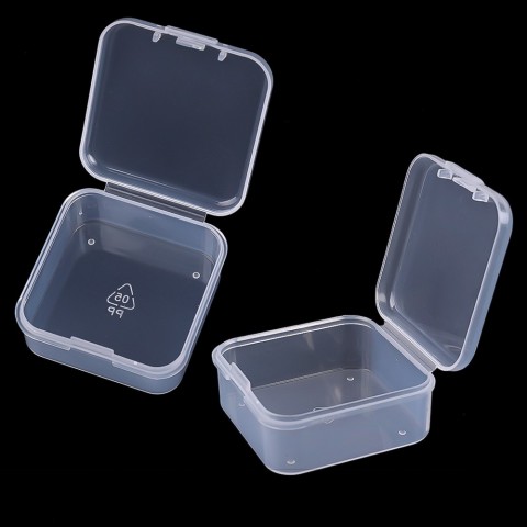 Clear Plastic Jewelry Boxes - 48 Packs with Hinged Lids for Craft Storage