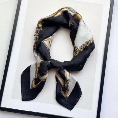 Luxury Silk Pashmina Scarf for Women with Letter Dot Design, 70cmx70cm
