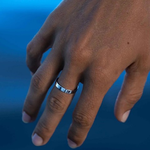 eManco Minimalist Men's Platinum Plated Mirror Ring - Fashionable Accessory