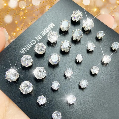 Stud 17KM Vintage Cubic Zirconia Stud Earrings Silver Rhinestone Bow Set for Women 231102