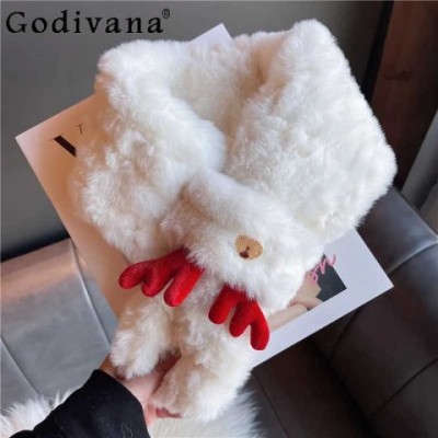 Christmas Red Plush Scarf for Women - Warm and Cute Winter Accessory