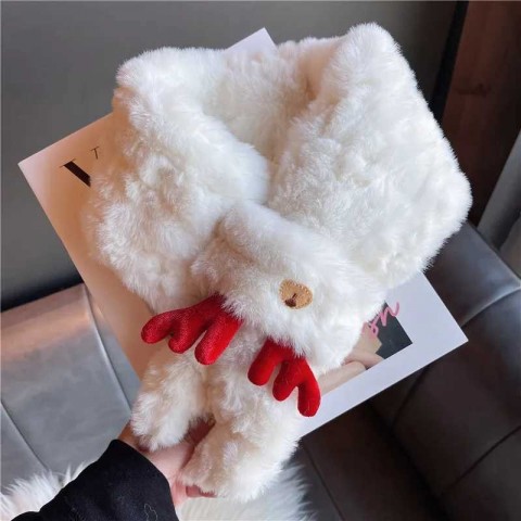 Christmas Red Plush Scarf for Women - Warm and Cute Winter Accessory