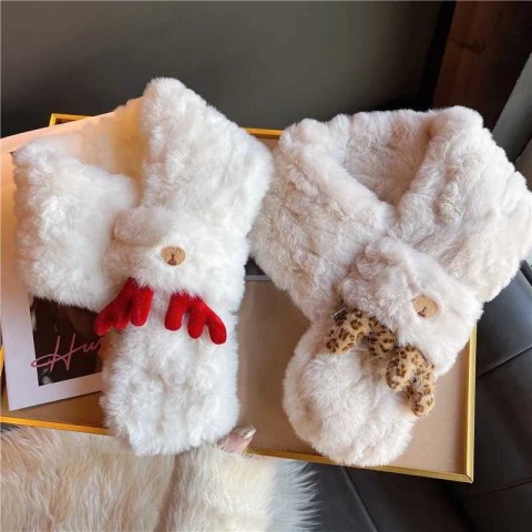 Christmas Red Plush Scarf for Women - Warm and Cute Winter Accessory