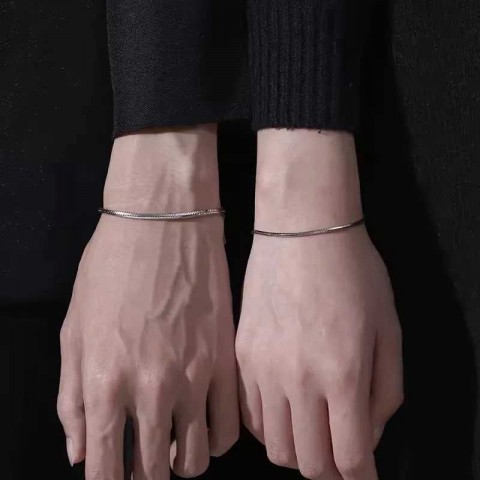 Stainless Steel Simple Square Snake Chain Bracelet for Women